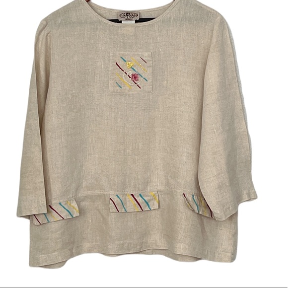 Vintage On the Rocks Women’s Linen Blouse - Picture 1 of 9